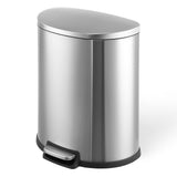 Garvee Bidone Della Spazzatura In Acciaio Inox 49 Litri, Resistente Alle Impronte, Coperchio Soft-Close, Pedale, Cucina E Ufficio, Rettangolare Arrotondato, Argento