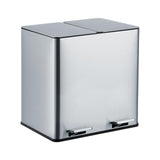 Garvee Bidone Doppio 2x15L Acciaio Inox con Pedale e Coperchio Soft-Close per Cucina e Ufficio, Argento, Compatto e Funzionale
