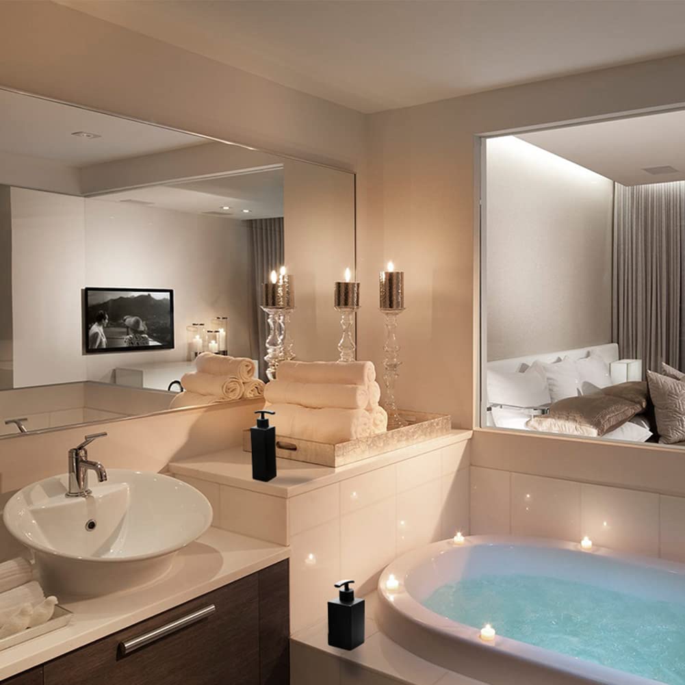 Dispenser di sapone Garvee nero opaco in acciaio inossidabile 304 quadrato da 325 ml per bagno e cucina