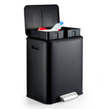 Garvee Bidone Doppio per Raccolta Differenziata in Acciaio Inox, Pedale Silenzioso, Coperchio Soft-Close, 8 Galloni, Nero, Cucina
