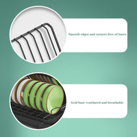 Scolapiatti Garvee in acciaio inox al carbonio con vassoio raccogligocce e portaposate per cucine piccole, nero, espandibile da 12,6 a 20,5 pollici