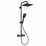 Garvee Sistema Doccia Completo con Termostato e Doccia a Soffione, Acciaio Inossidabile, Barra Regolabile, Bagni Moderni, Nero Cromato, 25 cm - Negro Matte, Alcachofa De Ducha De Plástico