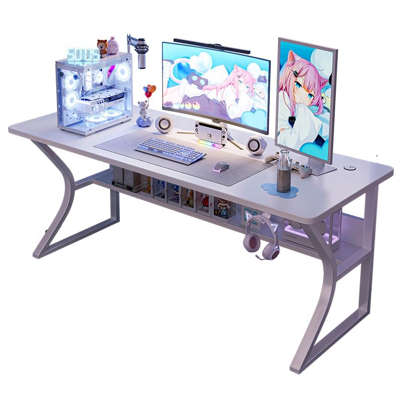 Scrivania per computer piccola Garvee da 31" con gancio per cuffie per camera da letto e ufficio, robusta e durevole, salvaspazio, struttura in acciaio e pannello denso di alta qualità, nera