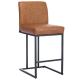 Garvee Sgabelli da Bar 61 cm Moderni in Pelle PU Marrone con Schienale, Cuscino Spesso, Struttura in Metallo Nero, Poggiapiedi, Altezza Contatore, per Cucina e Bar - Brown