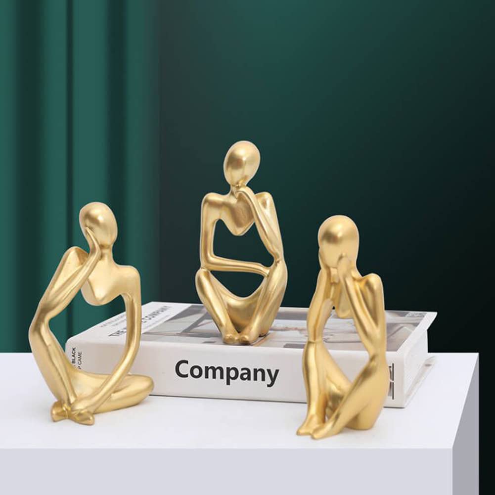 Garvee 3PCS Figurine Artistiche Astratte in Resina Nera - Design Moderno per Scrivania e Soggiorno, Miniature Pensatori, Dimensioni Compatte, Nero