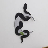 Garvee Boho Wanddeko Schlange Con Specchio Luna, Arte Murale In Legno, Design Mistico, Nero Opaco, Decorazione Moderna Per Soggiorno E Camera