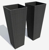 Garvee Set di 2 Vasi Grandi per Piante Indoor e Outdoor, 61 cm, Nero, con Rivestimenti Rimovibili, Ideale per Alberi e Fiori in Casa o Giardino - Nero