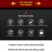 Luce Posteriore Bici Garvee con Indicatori Direzione, Freni e Allarme Antifurto Ricaricabile - Ideale per Festa del Papà, Nero, Ciclismo Urbano con Telecomando