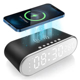 Sveglia digitale Garvee con ricarica rapida da 15 W, display LED, termometro, specchio, ricarica wireless, nera per camera da letto e ufficio