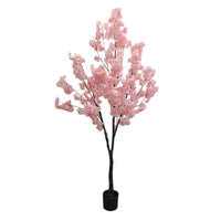 Albero di ciliegio artificiale Garvee da 180 cm rosa con robusto vaso in cemento per casa e ufficio