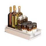 Cassetto telescopico estensibile Garvee per cucina, ripiani portaoggetti per mobili da cucina, porta spezie, organizer per cassetti, cestello per posate da cucina, acciaio inossidabile, non richiede foratura, versatile - Bianco