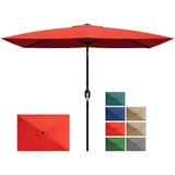 Garvee Ombrellone Rettangolare 305x198 cm con Crank, Inclinazione, 6 Stecche in Poliestere Rosso per Patio, Giardino, Piscina - Rosso