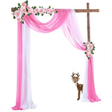 Garvee Chiffonvorhang Weiss Hellrosa - Weiches Knitterfestes Chiffon-Stoff Für Hochzeiten Events Fotoshootings - Rosa