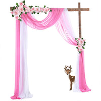 Garvee Chiffonvorhang Weiss Hellrosa - Weiches Knitterfestes Chiffon-Stoff Für Hochzeiten Events Fotoshootings