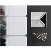 Garvee Armadio portatile in plastica fai da te Sistema di scaffalature 12 scomparti con 2 aste appendiabiti Armadio per camera da letto 111 x 47 x 147 cm Nero