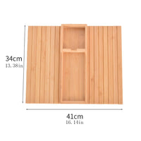 Vassoio per bracciolo del divano Garvee, in legno, con vassoio portabevande rimovibile per soggiorno, pieghevole 3 in 1 in bambù, naturale