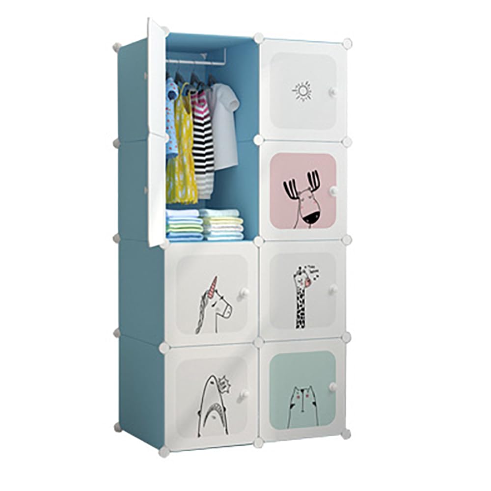 Garvee Armadio Modulare per Bambini, 8 Cubi Fai da Te, Blu, 75x47x147cm, Salvaspazio, Versatile, per Camera da Letto e Corridoio