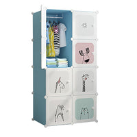 Garvee Armadio Modulare per Bambini, 8 Cubi Fai da Te, Blu, 75x47x147cm, Salvaspazio, Versatile, per Camera da Letto e Corridoio