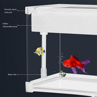 Mini acquario in acrilico Garvee per pesci rossi con illuminazione a LED, filtro integrato, pompa silenziosa, cascata ossigenante, acrilico trasparente, dimensioni compatte, trasparente