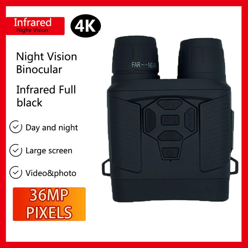 Occhiali per la visione notturna Garvee con risoluzione 4K da 36 MP, doppio uso per caccia, campeggio, viaggi, neri