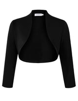 Garvee Elegante Femme Boléro Cardigan Court Manches 3/4, Mise à Ebene Noire, S