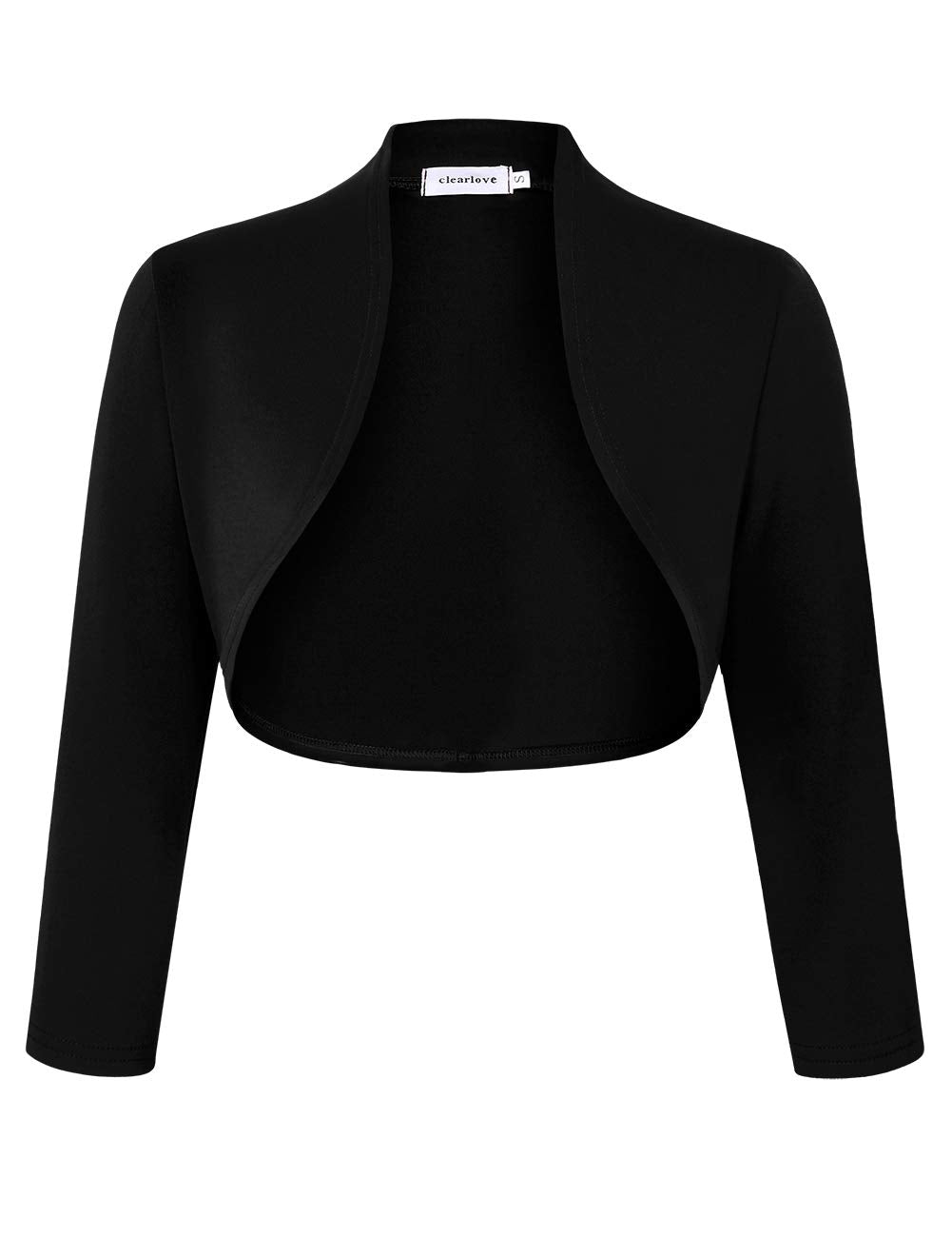 Garvee Elegante Femme Boléro Cardigan Court Manches 3/4, Mise à Ebene Noire, S