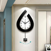 Garvee Orologio da Parete Moderno a Goccia d'Acqua in Ferro e Alluminio, Silenzioso e Preciso, 39x73cm, Nero