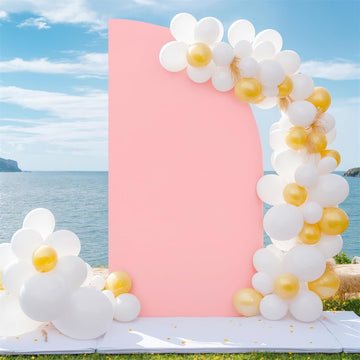 Garvee Copertura per arco nuziale 5 piedi Elastico in spandex con parte superiore a mezzaluna, riutilizzabile per decorazioni per matrimoni, compleanni e feste, bianco