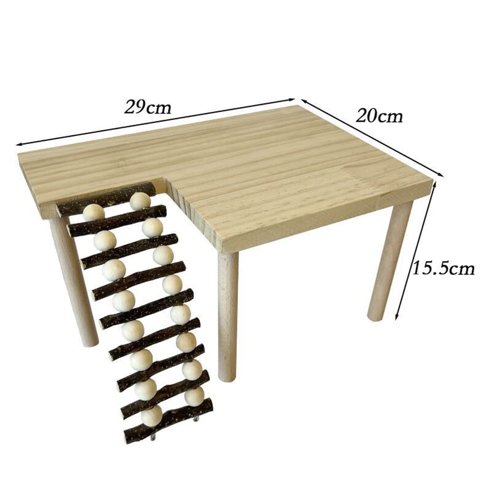 Garvee Piattaforma in Legno per Criceti con Scala Regolabile, Accessorio per Gabbie, Naturale, Facile da Montare e Pulire, Ideale per Piccoli Animali Domestici