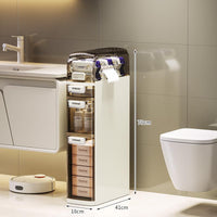 Mobiletto da bagno sottile Garvee a 4 ripiani con cassetti trasparenti e ruote per bagno e cucina, salvaspazio, impermeabile, ABS e PP, argento