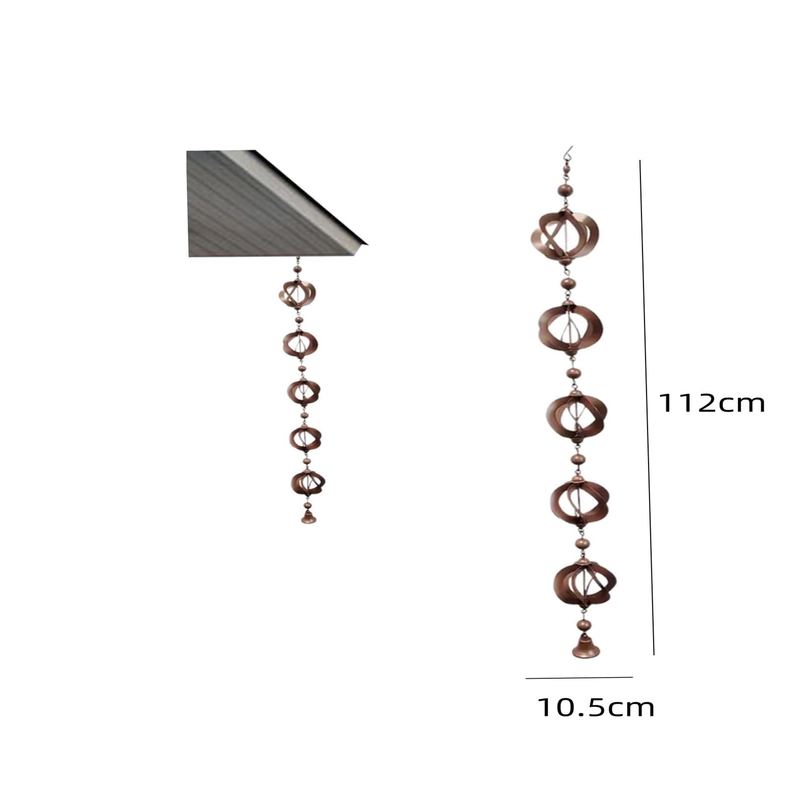 Garvee Catena Pioggia in Metallo con Campana - 108cm, Resistente, Antiruggine, Decorazione Giardino Esterni, Suono Naturale
