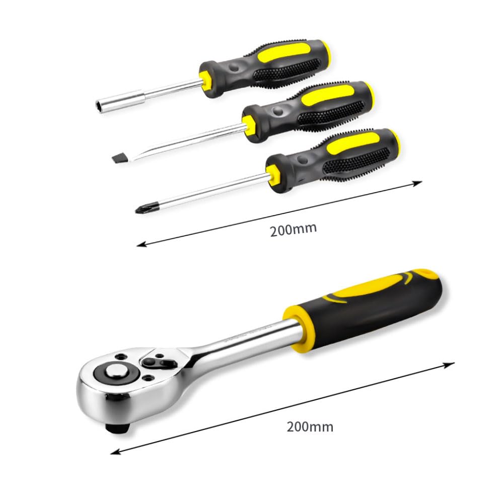 Set Utensili Manuali 108 Pezzi per Festa del Papà: Chiavi a Bussola, Cacciaviti in Acciaio Robusto con Custodia Trasporto