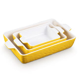 Garvee Bakeware Set 3 pezzi Teglie da forno in ceramica gialle rettangolari per forno e cucina Versatile ed elegante - giallo