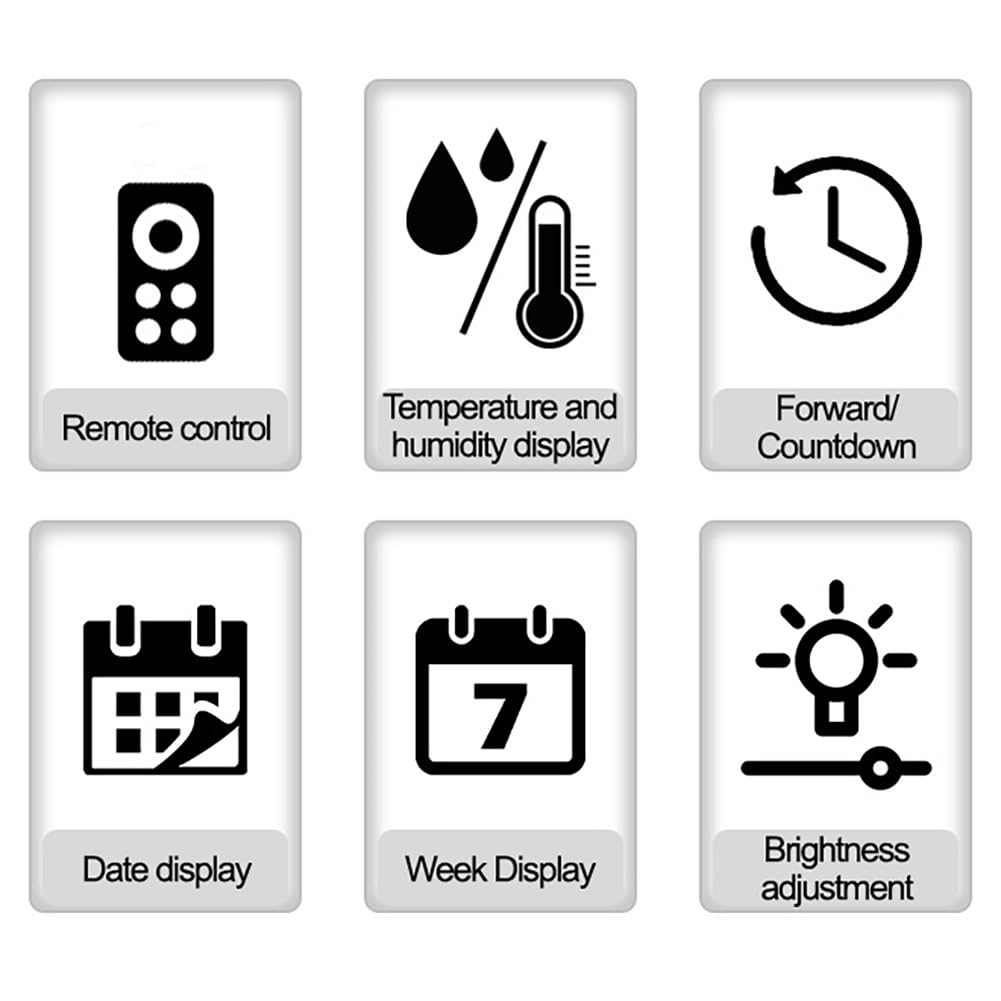Orologio da parete a LED Garvee con telecomando, silenzioso, 25,5 cm, display digitale, timer per la temperatura, sveglia digitale per la casa