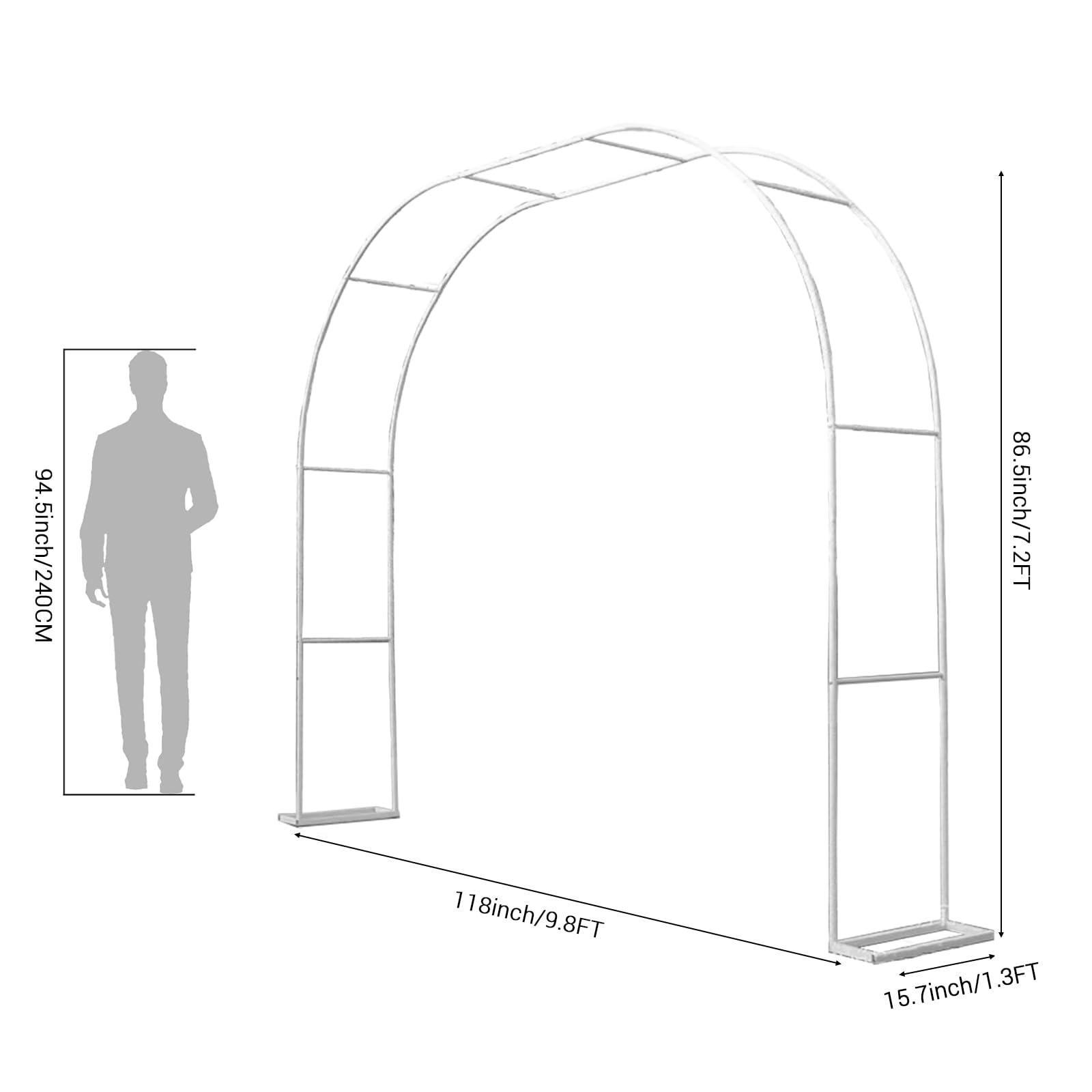 Arco da giardino Garvee in metallo 9.8 piedi x 7.2 piedi in acciaio zincato antiruggine, design vintage by matrimoni, feste in giardino