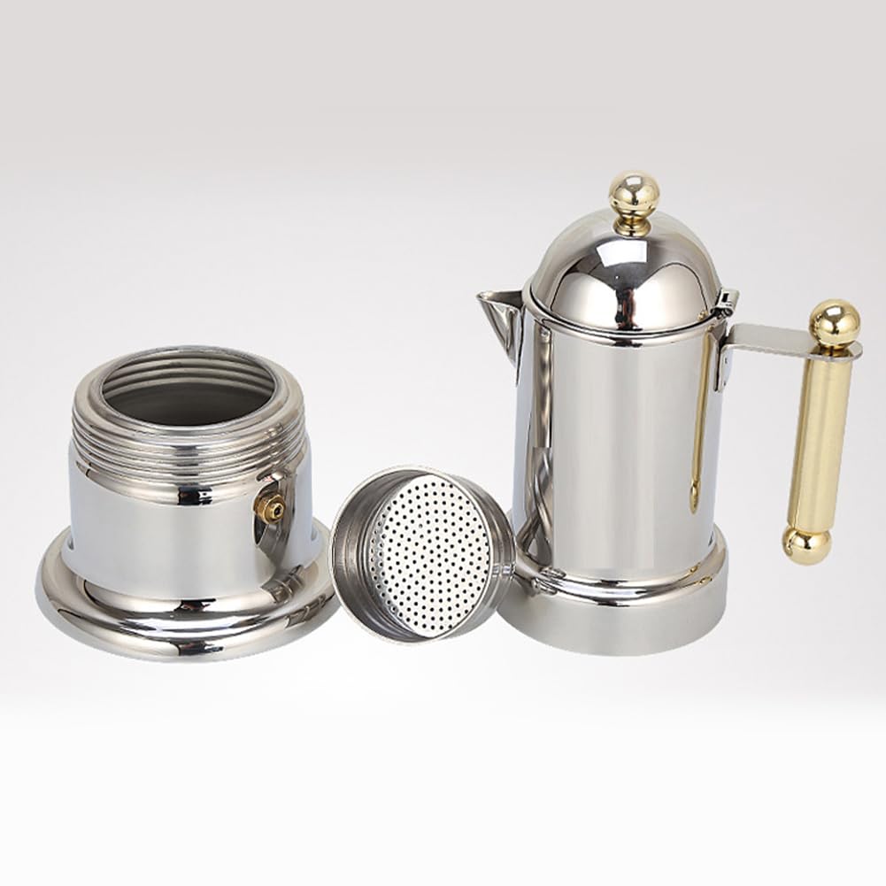 Garvee Induction Espresso Maker in acciaio inox - 4 tazze, per piani cottura a induzione, perfetta per gli amanti del caffè