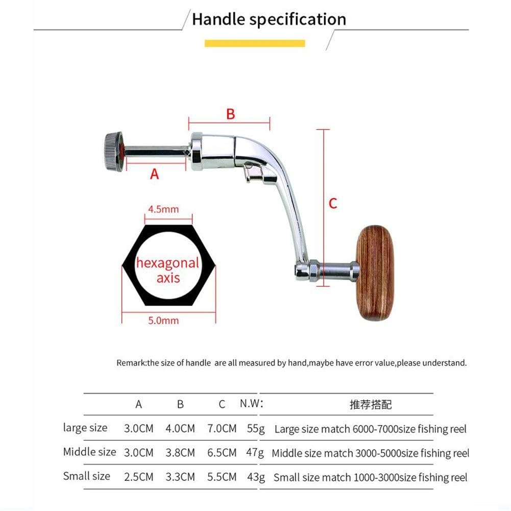 Garvee Manico Universale in Metallo per Mulinello da Spinning, Pieghevole, Impugnatura in Legno Antiscivolo, Pesca Acqua Dolce e Salata, Robusto e Compatibile