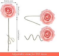 Rose artificiali Garvee, set da 25 pezzi, fiori di schiuma, rosa, per decorazioni fai da te, colori vivaci, resistenti, versatili