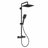 Garvee Set Doccia con Termostato e Doccetta Pioggia 25cm, Acciaio Inox, Barra Regolabile, Sistema Completo per Bagni Moderni, Nero Cromato - Negro Matte, Acero Inoxidable 304