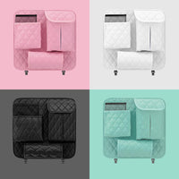 Garvee Organizer per seggiolino auto con portabicchieri, in pelle PU impermeabile, organizer da appendere al sedile posteriore per viaggi in famiglia, nero