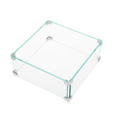 Garvee Proteggi Fiamma per Braciere in Vetro Temperato 8 mm Spessore con Piedini Antiscivolo e Staffe in Alluminio, Design Quadrato 47x47x15 cm, Ideale per Esterni