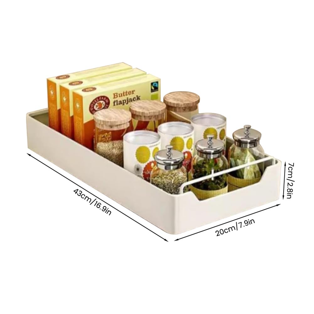 Garvee Organizer rimovibile per armadietti, cassetto telescopico per la cucina, 20 cm L x 43 cm P x 7 cm H, non richiede fori, cucina di casa, bianco