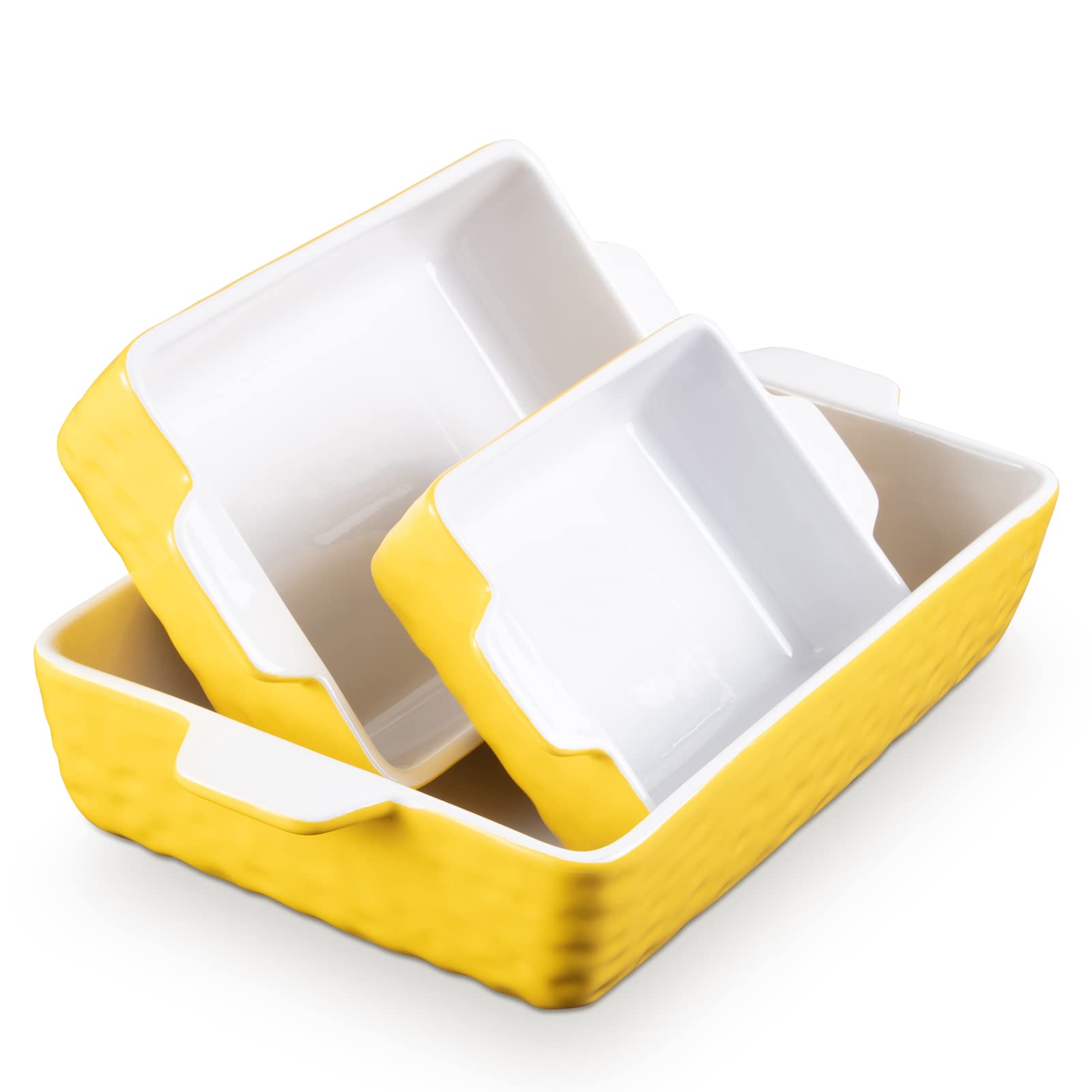 Garvee Bakeware Set 3 pezzi Teglie da forno in ceramica gialle rettangolari per forno e cucina Versatile ed elegante