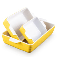 Garvee Bakeware Set 3 pezzi Teglie da forno in ceramica gialle rettangolari per forno e cucina Versatile ed elegante