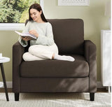 Garvee Poltrona 1 Posto Con Braccioli E Cuscino, Loveseat Moderno, Gambe In Legno, Tessuto Teddy Morbido, Soggiorno E Ufficio, 86x76cm, Bianco