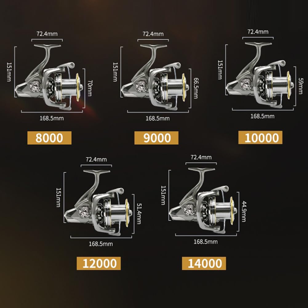 Mulinello da Pesca Spinning Garvee Serie 8000-14000 4.8:1 Cuscinetti Acciaio Inox Resistente Acqua Salata - Regalo Perfetto Festa del Papà