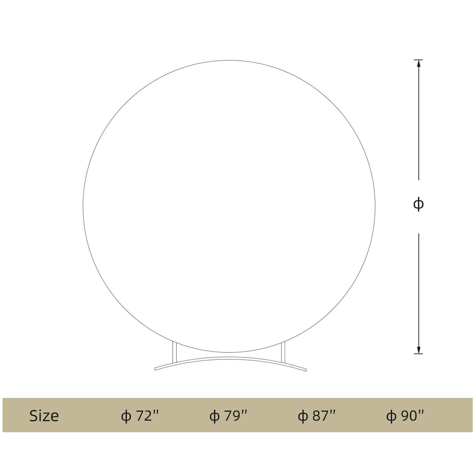 Garvee Arco Rotondo Sfondo Poliestere Cerniera Elastico Leggero 6,5 piedi Decorazione per Matrimoni e Feste Bianco