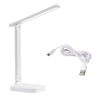Lampada da scrivania a LED Garvee, 3 livelli di luminosità regolabili, protezione per gli occhi, ricarica USB, portatile, design pieghevole, lampada da comodino per camera da letto, bianca