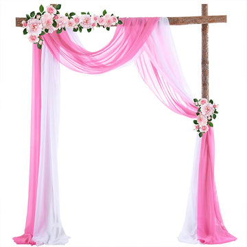 Arco per matrimonio Garvee, set da 2, voilage bianco e rosa, mussola elastica, 70x550 cm, versatile, antipiega, per uso interno ed esterno, sfondo fotografico