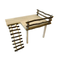 Piattaforma in legno per criceti Garvee con scala per attività di arrampicata, motivo orso dorato, per piccoli animali da parco giochi